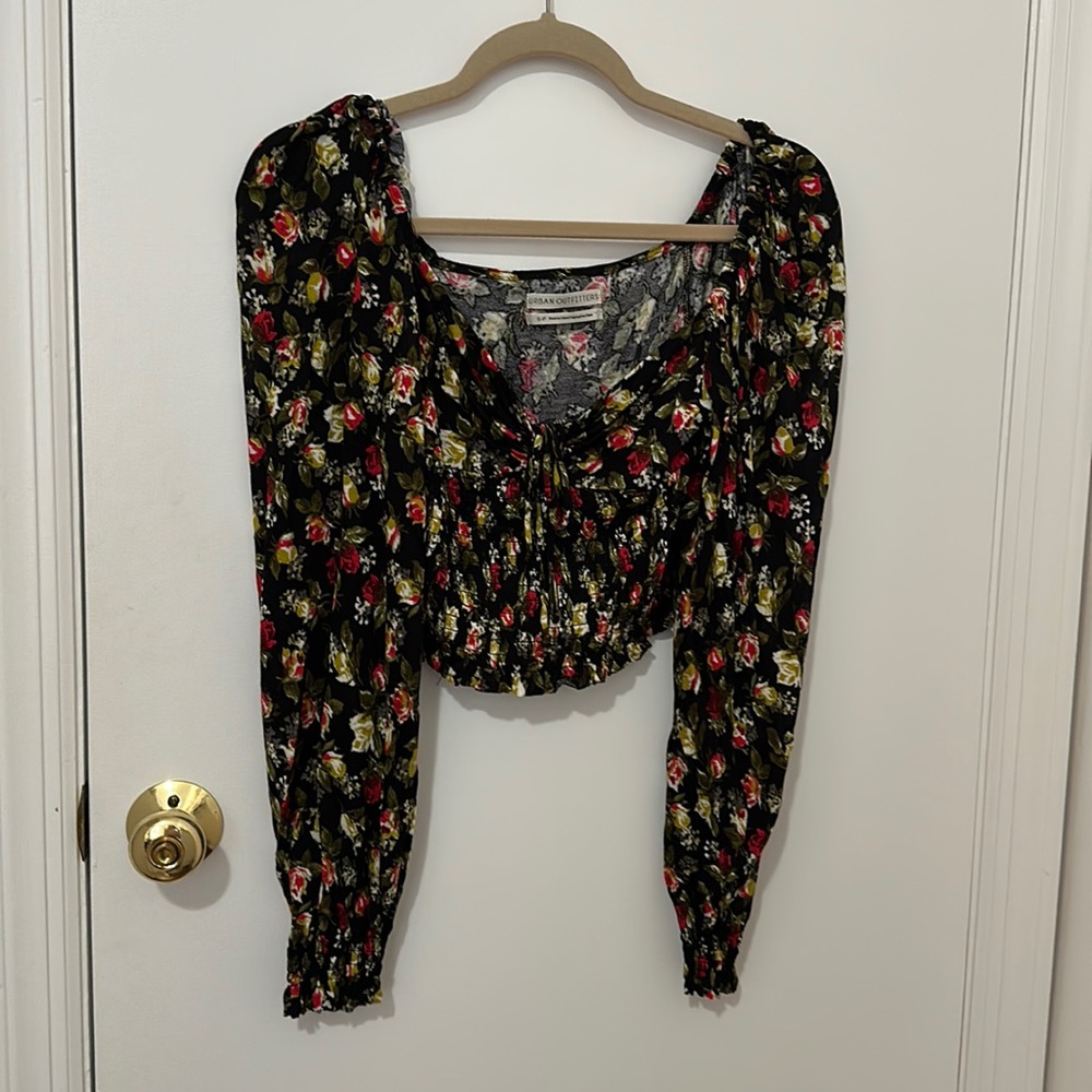 Urban Outfitters ruffled long sleeve crop top
